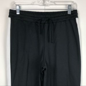 Pink Rose Black w/ White Stripe Workout Sweatpants